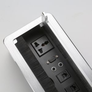 China Smart Furniture Recessed Power Strip Usb C Tabletop Socket With RJ45 Audio Brushed Grommet wholesale