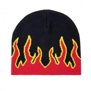 China Fashion Fire Design Knit Beanie Hats Woven Label Character Style supplier