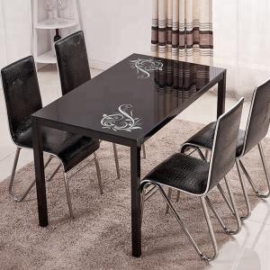 China Powder Coating Glass Dining Table Set 4 Chairs For Family Dinner Party supplier