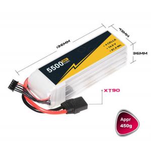 China 5500mAh 14.8V 4s1P 80C FPV Lipo Battery Rechargeable Light Weight supplier