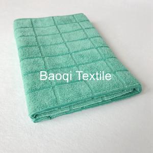 China Green  260gsm solid microfiber dish rags，tea towels wipes,double side kitchen cleaning rags size 40*60cm supplier