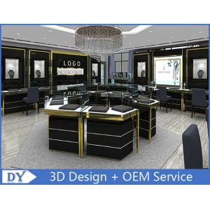 China Custom Made Mirror Black Glass Jewelry Display Cases / Retail Jewellery Display Cabinets supplier