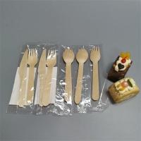 China Eco Friendly Disposable Wood Cutlery Wooden Knife Fork Spoon Set With Bag on sale