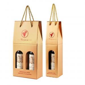 China 750ml Christmas 2 Bottle Kraft Cardboard Wine Box With Hot Stamp LOGO wholesale