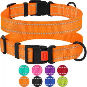 China Reflective Soft Nylon Adjustable Dog Collars With Buckles 5 Sizes Optional supplier