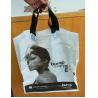 China Custom Printed Plastic Bags with Handles For Cosmetics , White / Black wholesale