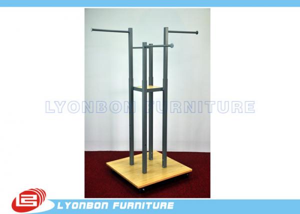 Grocery Four-Way Metal Wooden Display Stands For Garment Presenting