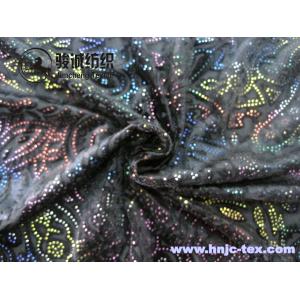 China sell gold print burnout 3D polyester micro velvet fabric for apparel fabric