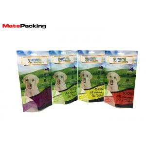 China Stand Up Transparent Bottom Pet Supply Bag , Plastic Dog Treat Bags With Hole Handle / Window supplier