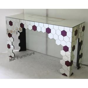 Mirrored Living Room Console Table , Purple Silver Mirrored Entry Table