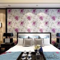 China Chinese 0.53*10M/Roll Suede Wallpaper with Big Pink Flowers Pattern Decoration Foaming on sale