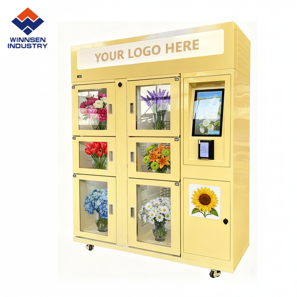 China Automatic Flower Vending Machine with 12mm Thick Insulation R134a Refrigerant and Multi-Lingual Software UI wholesale