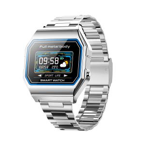 Metal Band Men'S Digital Watch Square 0.96inch Single Touch Analog Digital Watches