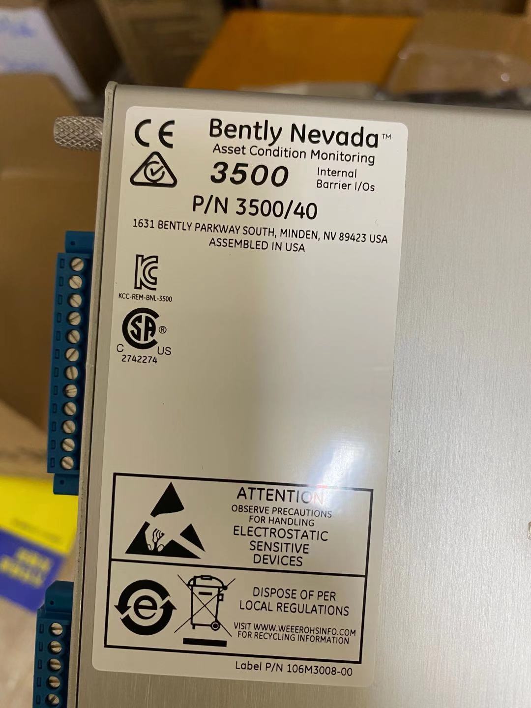 China Bently Nevada 3500/40-01-02 3500/40M Proximitor Monitor in stock wholesale