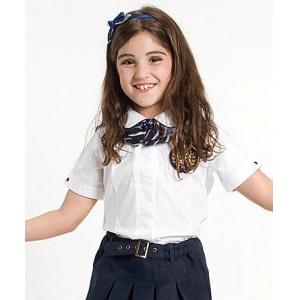 China White organic cotton kids primary school uniform with short sleeve supplier