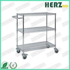 China 3 Layers Stainless Steel Wire Shelves , ESD Trolley For Control EPA Internal Transport Risks supplier