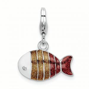 925 Sterling Silver Lobster Clasp Enameled Fish Charm Necklace Pendant Sea Life Fine Jewelry For Women Gifts For Her