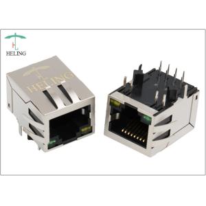 China Base de ángulo recto 10/100 del conector hembra de 8P8C RJ45 - T magnético con G/Y LED instala tubos supplier