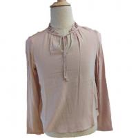 China Summer Long Sleeve Collar Belted Viscose Ruffles Shirt on sale
