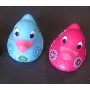 Soft Pad Painting Mini Rubber Ducks Baby Shower With Flower Painting / 10cm Length