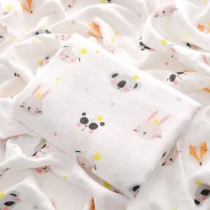 China Kids Organic Cotton Muslin Fabric Custom Printing 2 Layers Open Weave Construction supplier