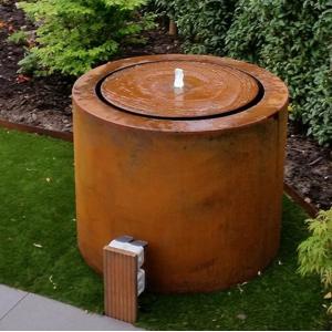 China Garden Metal Ornaments Fountain Corten Steel Round Water Table Feature wholesale