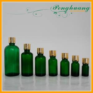 China Green Glass Essential Oil Bottles with Gold PP Cap 100 ml 50 ml 30 ml supplier