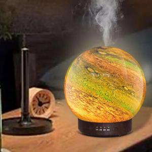 3D Planet Beautiful Design Seven Colors Light Aroma Diffuser Glass Ball Decoration Essential Oil Diffuser for Home Desktop