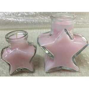 China 100% paraffin pink glass scented candle with star shape packed into gift box supplier