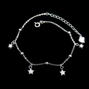 Adjustable Sterling Silver Charm Bracelet , Sterling Silver Star Bracelet