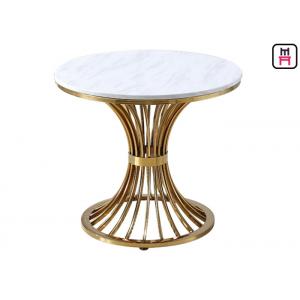 Table basse moderne avec des jambes d'acier inoxydable, table de salle à manger supérieure de marbre ronde 