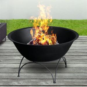 80cm Black Painted Outdoor Wood Charcoal Burner Round Metal Fire Bowl Pit