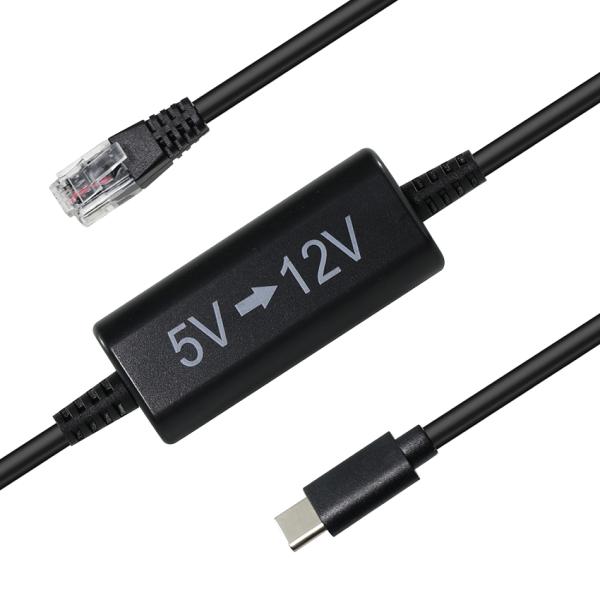 USB-C to RJ45 5V to 12V Power Injector Cable for IP Cameras