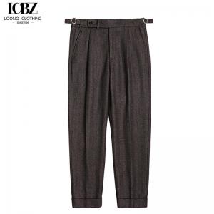 China British Paris Button Wool Herringbone Trousers for Men's Autumn and Winter Business Wear supplier