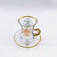 China 12PCS Arabic Glass Tea Cups Set Handmade Transparent Arab Saucer on sale