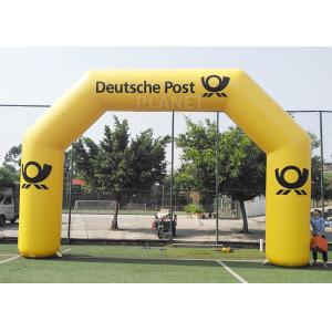 8.4m Commercial Full Printed PVC tarpaulin yellow color advertising inflatable archway for brand promotion