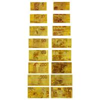 New Euro Currency Replica Set Bank Note 24kt Gold Foil Banknote 8 Bills Set 5 - 1000 Euros