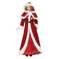 China Adult Women's Christmas Costume Russian Red Queen's Long Dress with Hooded Shawl on sale