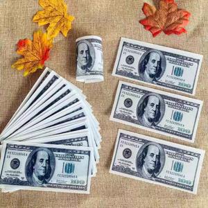 PRE CUT Dollar Bill Money Theme Wafer Paper Cupcake Toppers Smooth Taste