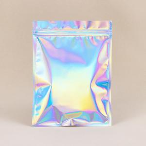 Smell Proof Small Plastic Resealable Bags Shiny Reusable Foil Bags Holographic Makeup