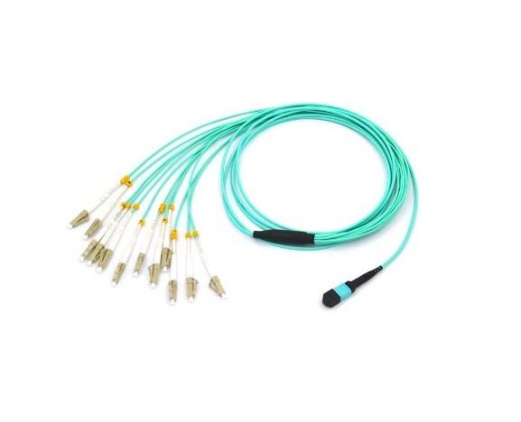 MPO To LC Breakout Duplex Optical Patch Cord For Data Center OM4 PVC Material