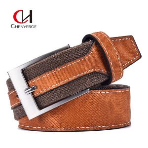 ODM Casual Denim Street Style Stitching Canvas Belt Paired With Leather Clothing