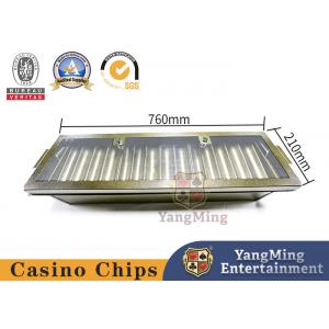 Metal Plated Yellow 14 Grid Chip Tray Double Layer Locked Poker Chip Float