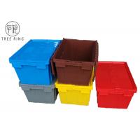 China Colorful No Collapsible Plastic Crate With Attached Lids , Stackable Plastic Storage Bins 600 X 400 X  320 Mm on sale