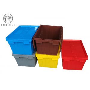 Colorful No Collapsible Plastic Crate With Attached Lids , Stackable Plastic Storage Bins 600 X 400 X  320 Mm