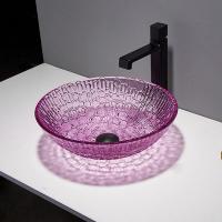 China 395mm Crystal Wash Basins Round 130mm Purple Bathroom Bowl Basin on sale