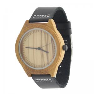 Zebra Dial Modern Wood Watches With Black Leather Strap For Gentlemen
