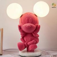 China Resin Glass G4 Bedside Lamp Cartoon Mickey Mouse For Girl Bedroom on sale