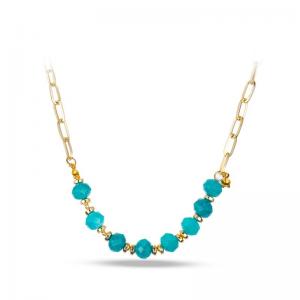 Yoga Style Blue Multicolor Beaded Necklace Fall Season For Teen