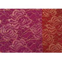 China Red Golden Embroidery Sequin Lingerie Lace Fabric For Wedding Dress , Decoration Lace Fabric on sale
